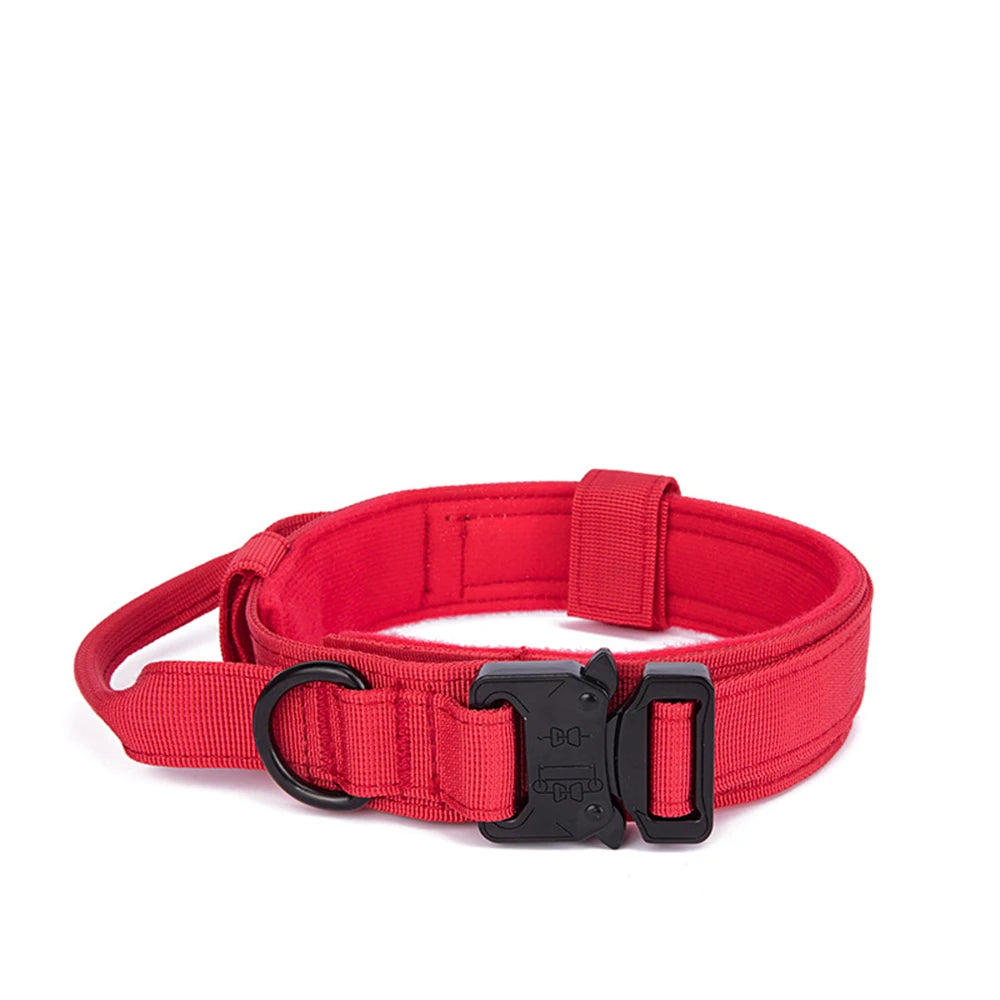 Durable Nylon Dog Collar & Leash Set – Reflective Tactical Training Collar with Padded Handle for Large Dogs