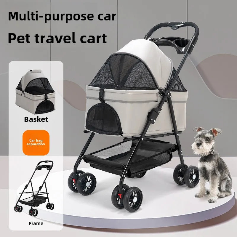 Lightweight Foldable Pet Stroller – Travel Dog & Cat Carrier for Small Pets