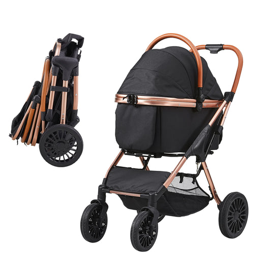 SucceBuy Foldable Pet Stroller – Detachable Carrier for Small & Medium Dogs up to 30kg
