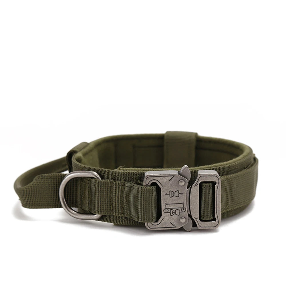 Durable Nylon Dog Collar & Leash Set – Reflective Tactical Training Collar with Padded Handle for Large Dogs