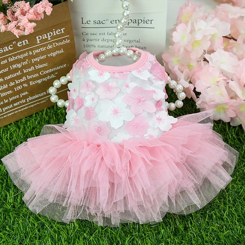 Floral Dog Dress – Soft Princess Outfit for Small & Medium Breeds