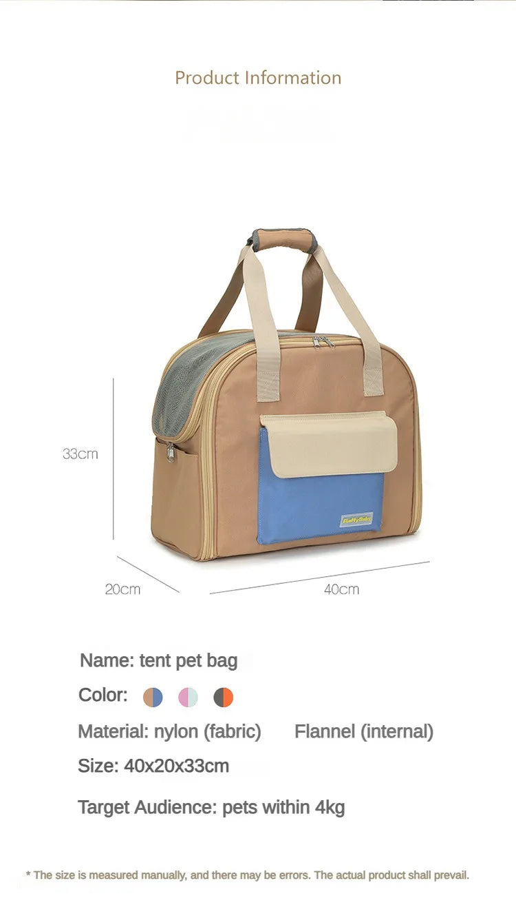 Multifunctional Pet Carrier Bag – Breathable Shoulder & Handbag for Cats and Dogs (Under 4KG)