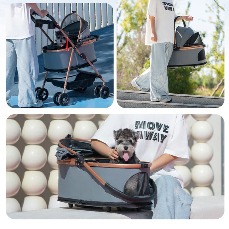 3-in-1 Folding Pet Stroller – Detachable Carrier & Travel Crate for Small & Medium Dogs, Cats (Up to 30 lbs)