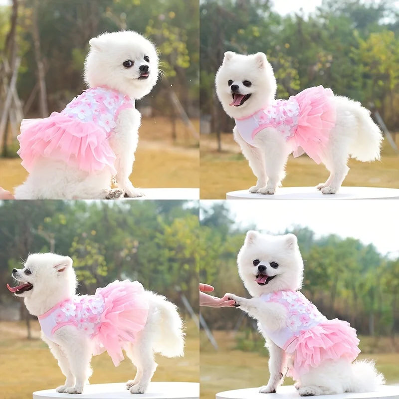 Floral Dog Dress – Soft Princess Outfit for Small & Medium Breeds