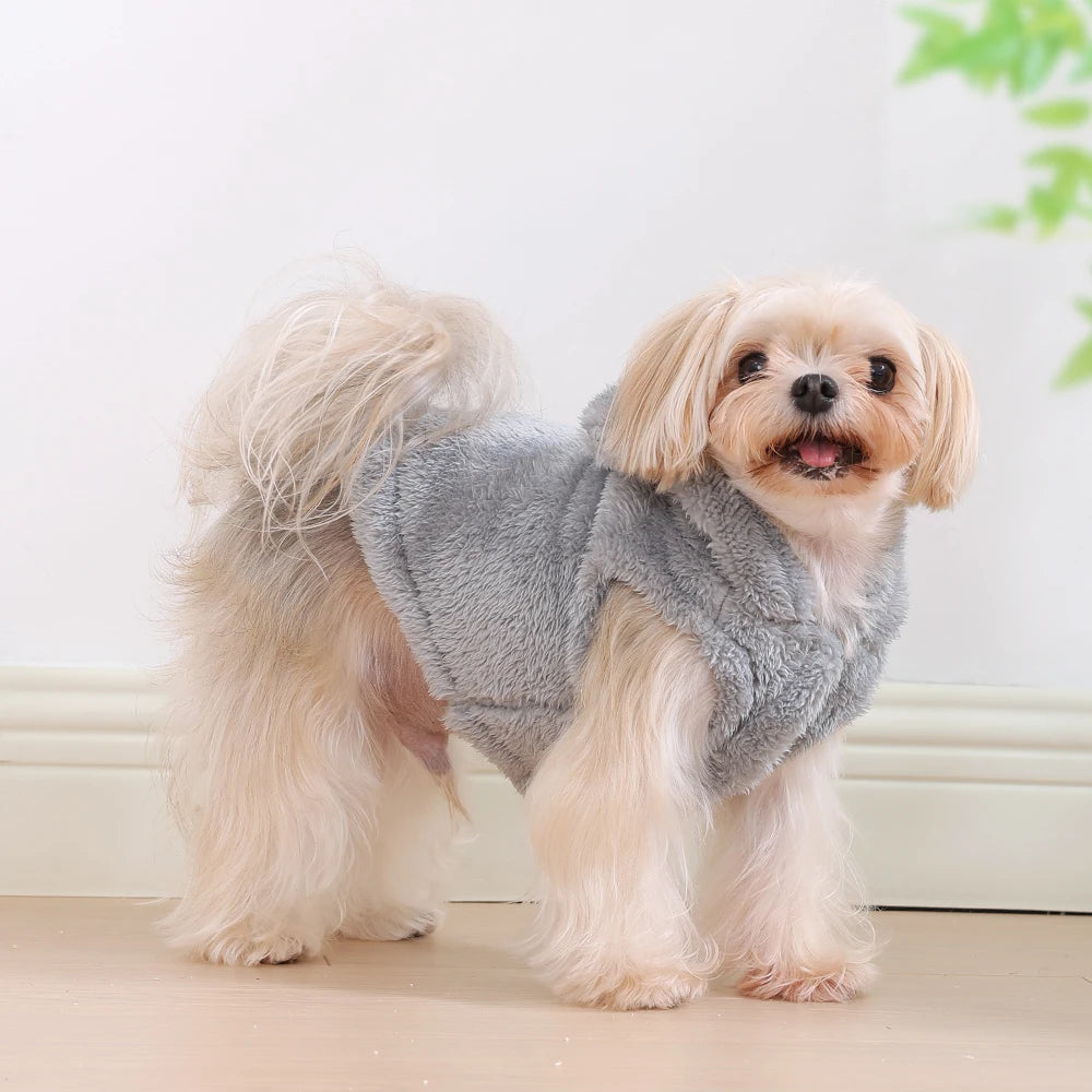 Soft Fleece Dog & Cat Hoodie – Warm Winter Coat for Small Breeds