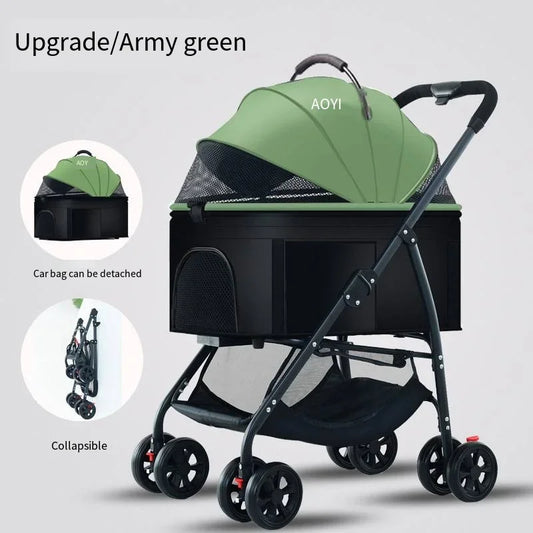Pet Car Stroller – Lightweight Foldable Travel Stroller for Small & Medium Dogs & Cats