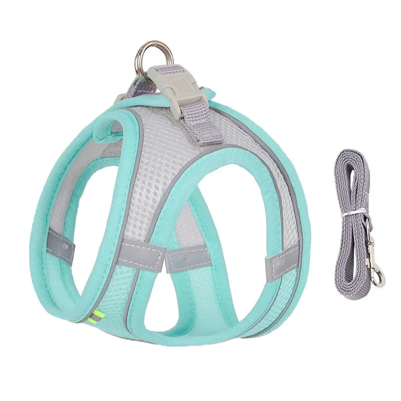 Adjustable Puppy & Cat Harness Set with Leash – Small Dog Vest for Chihuahua, French Bulldog, and Small Breeds