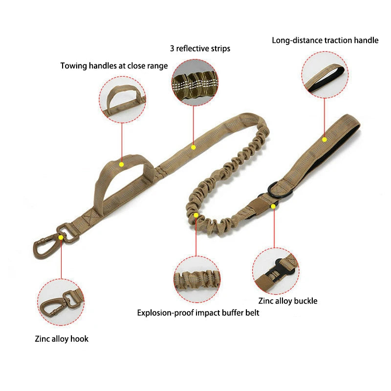 Durable Nylon Dog Collar & Leash Set – Reflective Tactical Training Collar with Padded Handle for Large Dogs
