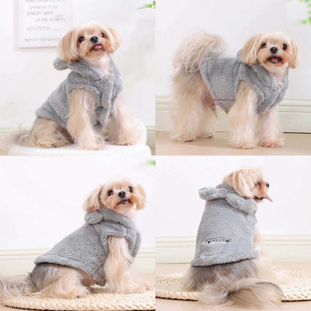 Soft Fleece Dog & Cat Hoodie – Warm Winter Coat for Small Breeds