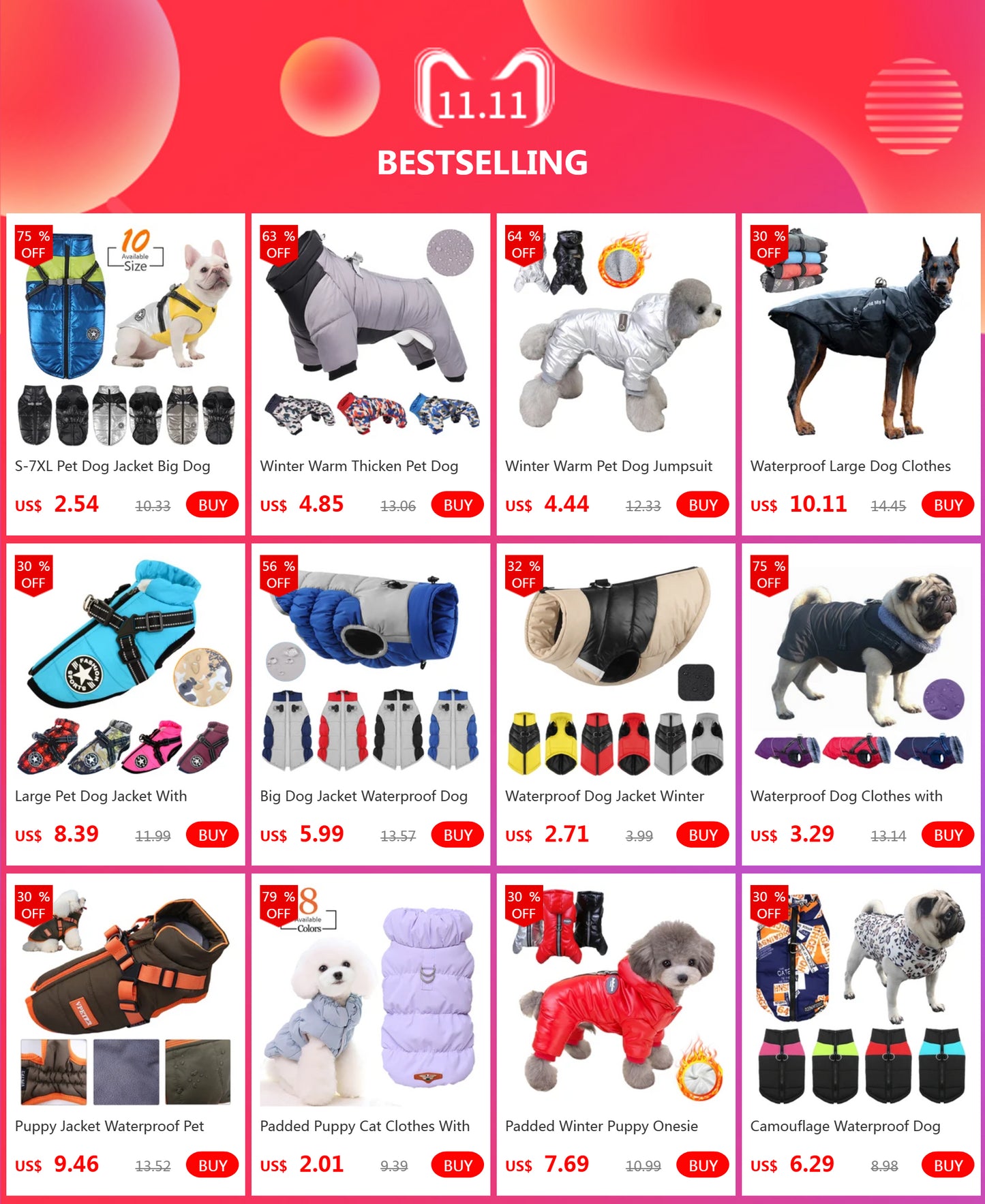 CDDMPET Winter Warm Waterproof Dog Jacket for Small and Medium Dogs