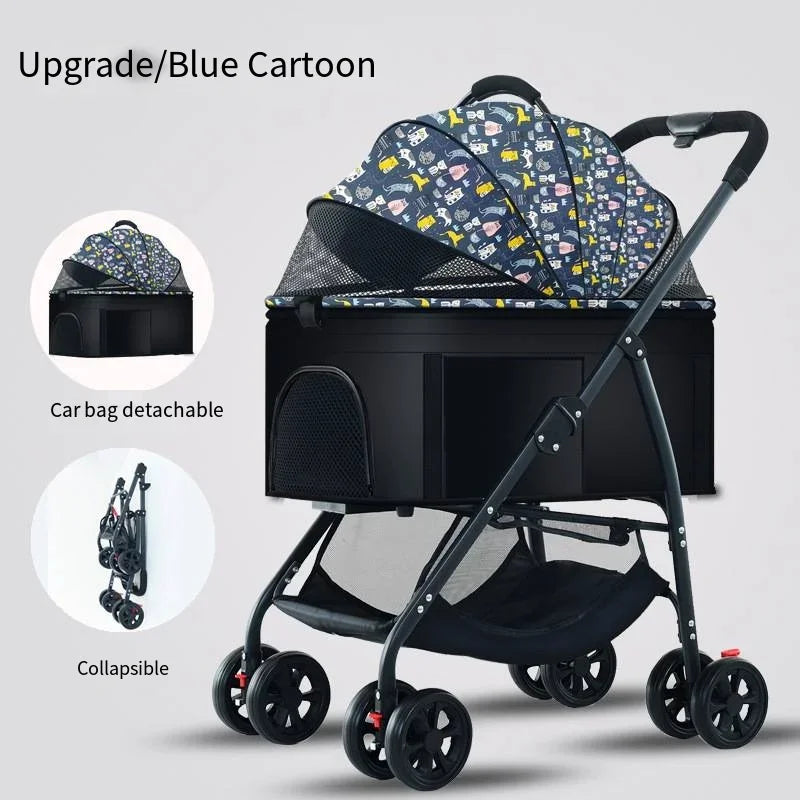 Pet Car Stroller – Lightweight Foldable Travel Stroller for Small & Medium Dogs & Cats