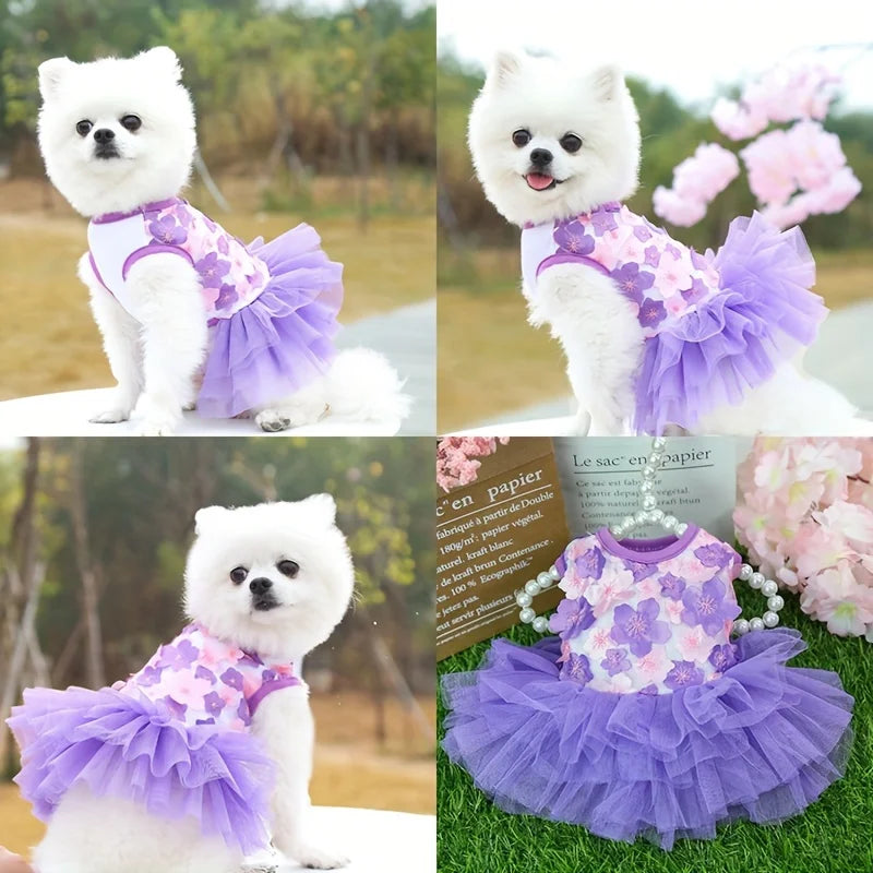 Floral Dog Dress – Soft Princess Outfit for Small & Medium Breeds