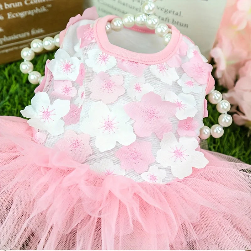 Floral Dog Dress – Soft Princess Outfit for Small & Medium Breeds
