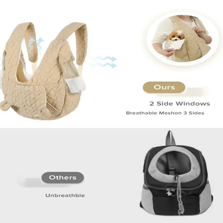 Waterproof Dog & Cat Backpack Carrier – Extra Large, Windproof, Hands-Free Chest Bag for Pets up to 4KG
