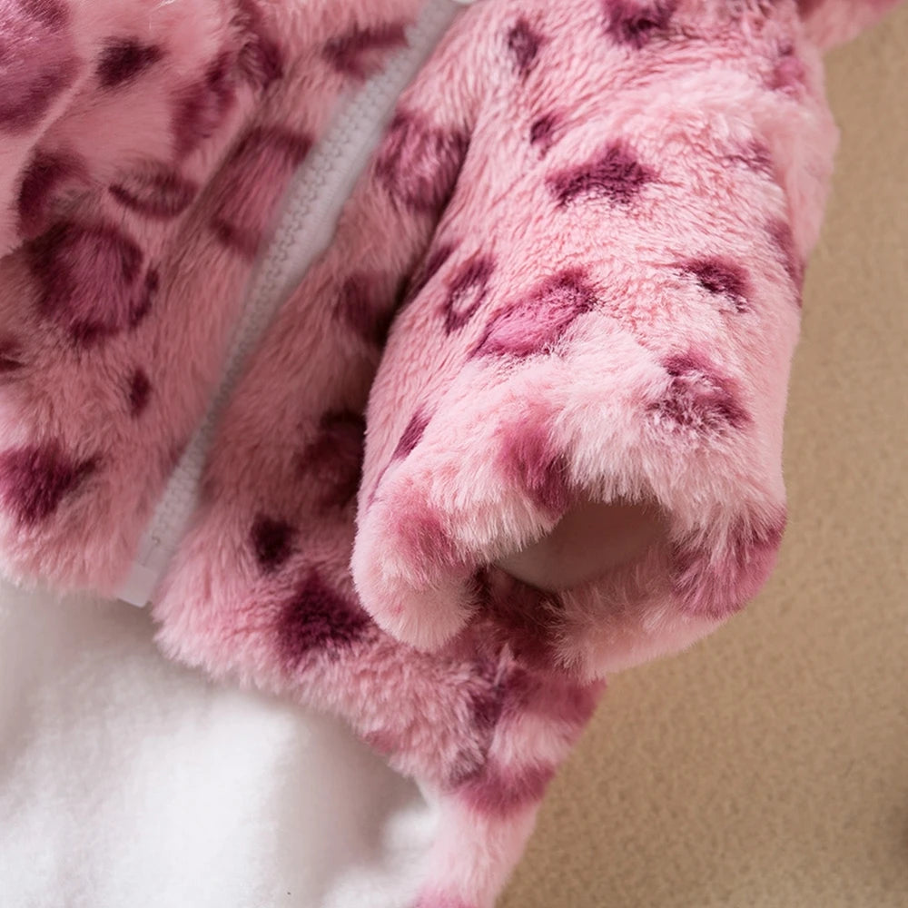 Winter Warm Fleece Dog Hoodie | Leopard Print Coat for Small Dogs – French Bulldog, Chihuahua, Yorkie