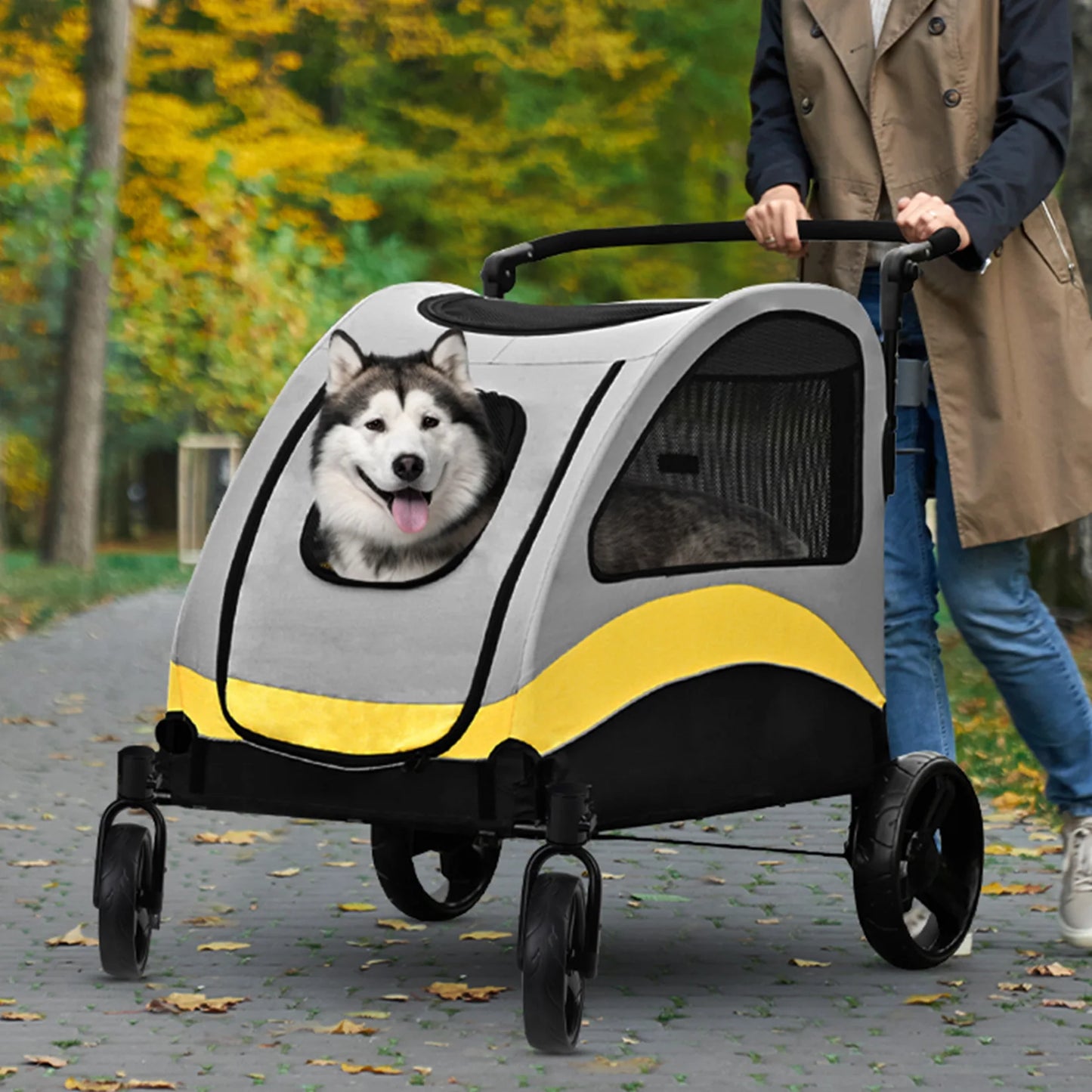 Premium 4-Wheel Dog Stroller – Foldable Pet Jogger Wagon for Small, Medium & Large Dogs