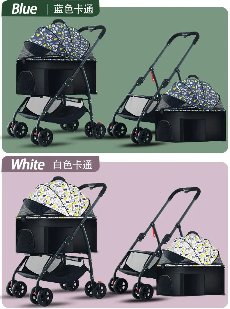 Pet Car Stroller – Lightweight Foldable Travel Stroller for Small & Medium Dogs & Cats
