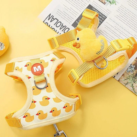 Cartoon Duck Pet Harness and Leash Set – Adjustable Puppy & Cat Vest for Small Dogs
