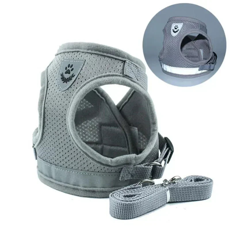 Adjustable Mesh Dog Vest Harness with Leash – Chest Strap Pet Harness XS/S/M/L/XL