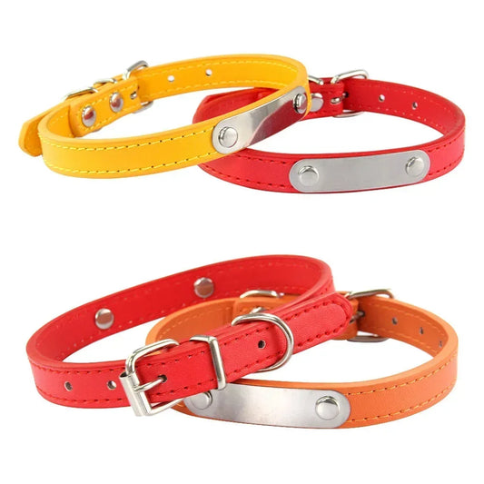 Personalized PU Leather Dog Collar – Custom Engraved ID Anti-Lost Collar for Small, Medium & Large Dogs and Cats (Pink)