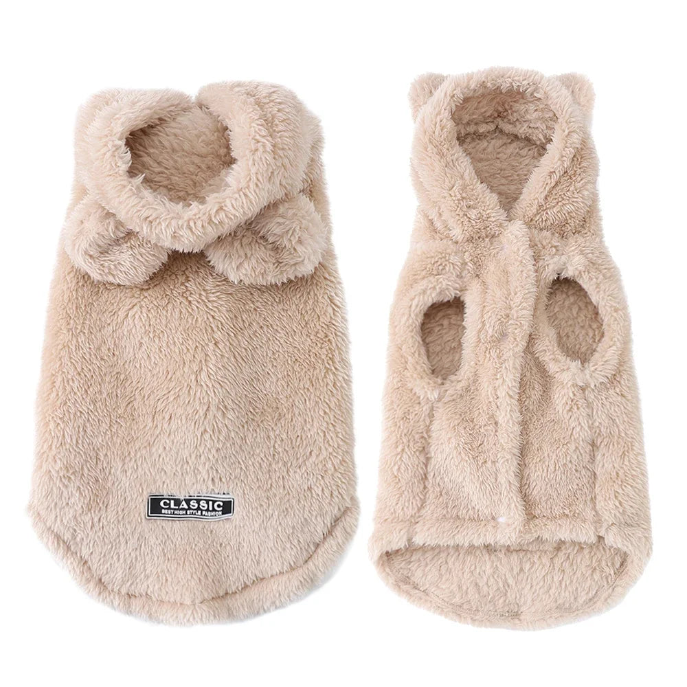 Soft Fleece Dog & Cat Hoodie – Warm Winter Coat for Small Breeds