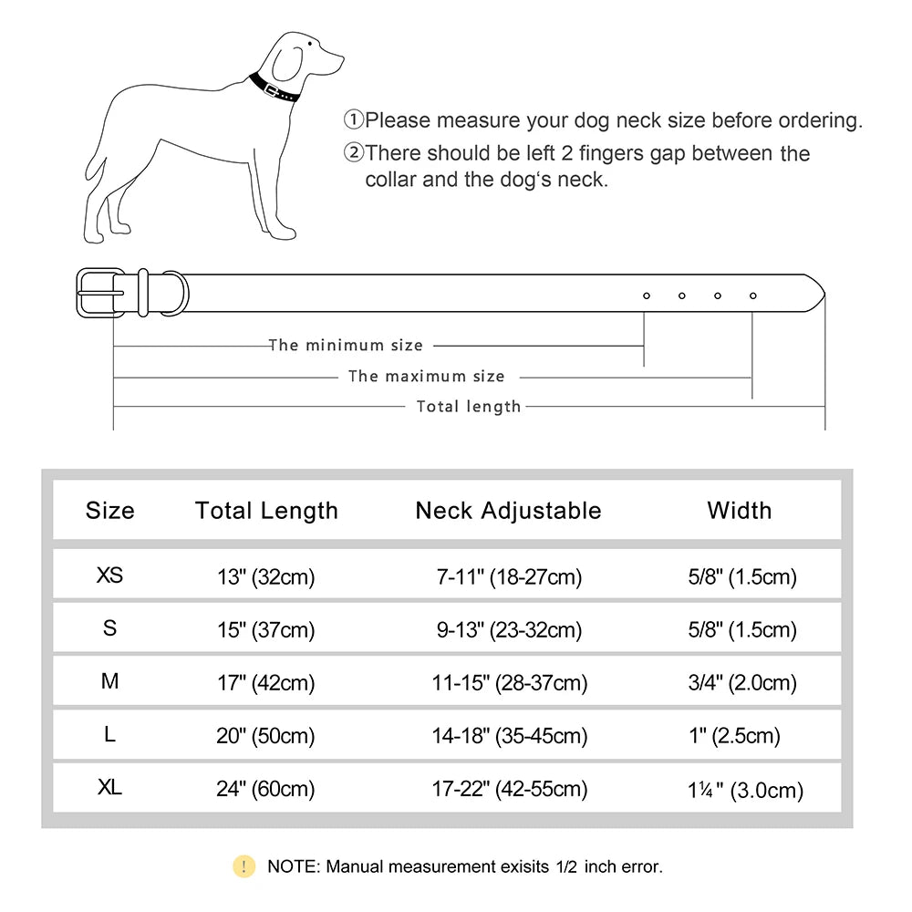 Customized PU Leather Dog Collar – Soft Padded Adjustable Collar with Free Nameplate Engraving for Small, Medium & Large Dogs