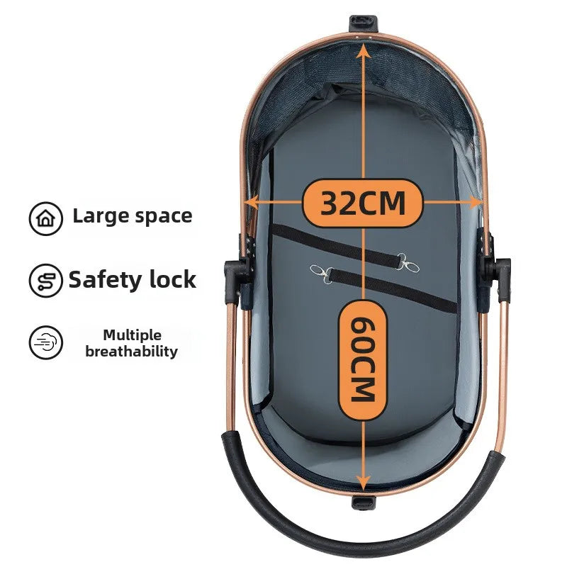 3-in-1 Folding Pet Stroller – Detachable Carrier & Travel Crate for Small & Medium Dogs, Cats (Up to 30 lbs)