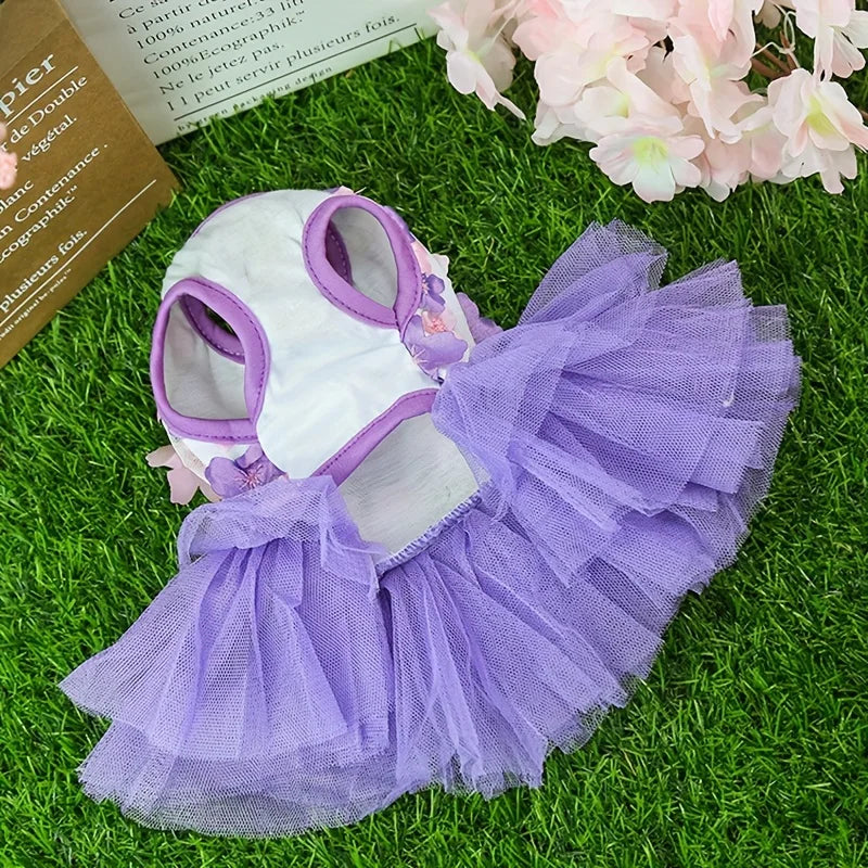 Floral Dog Dress – Soft Princess Outfit for Small & Medium Breeds