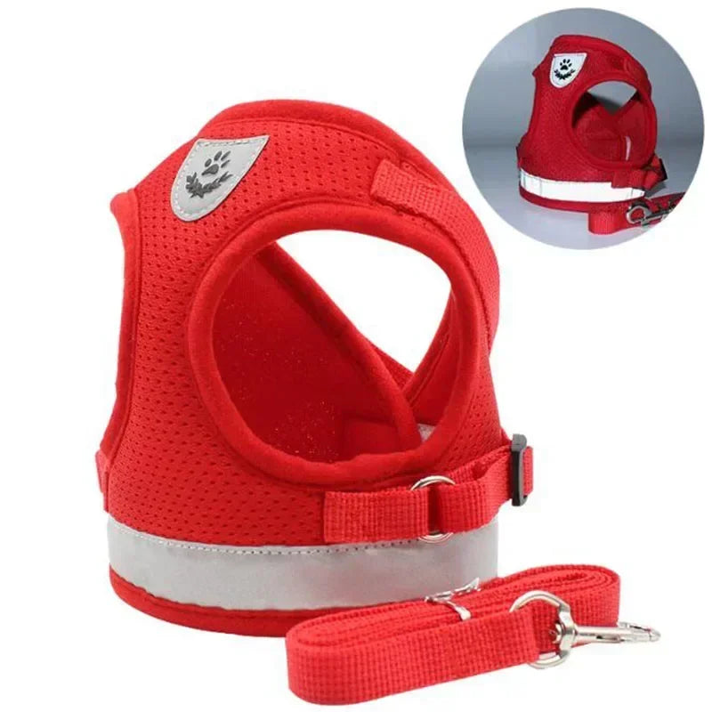 Adjustable Mesh Dog Vest Harness with Leash – Chest Strap Pet Harness XS/S/M/L/XL
