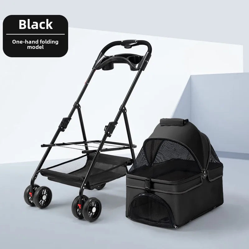 Lightweight Foldable Pet Stroller – Travel Dog & Cat Carrier for Small Pets