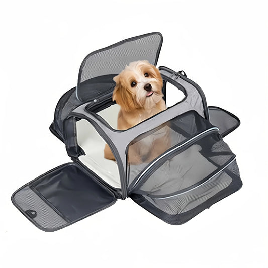 Foldable Expandable Pet Carrier Bag – Breathable Mesh Travel Bag for Cats & Small Dogs