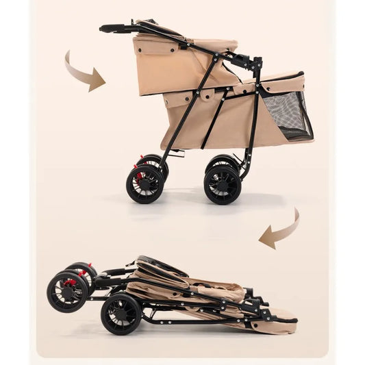 Double Pet Stroller – Foldable Dog & Cat Carrier for Small & Medium Pets (Up to 24 kg)